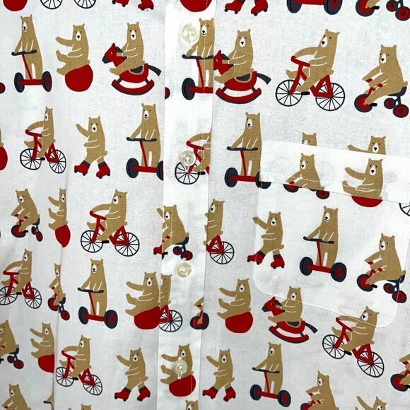 The Sharkey’s Gallery Button Up Shirt Mens Size XL Pure Cotton Circus Bear Print - Picture 3 of 10